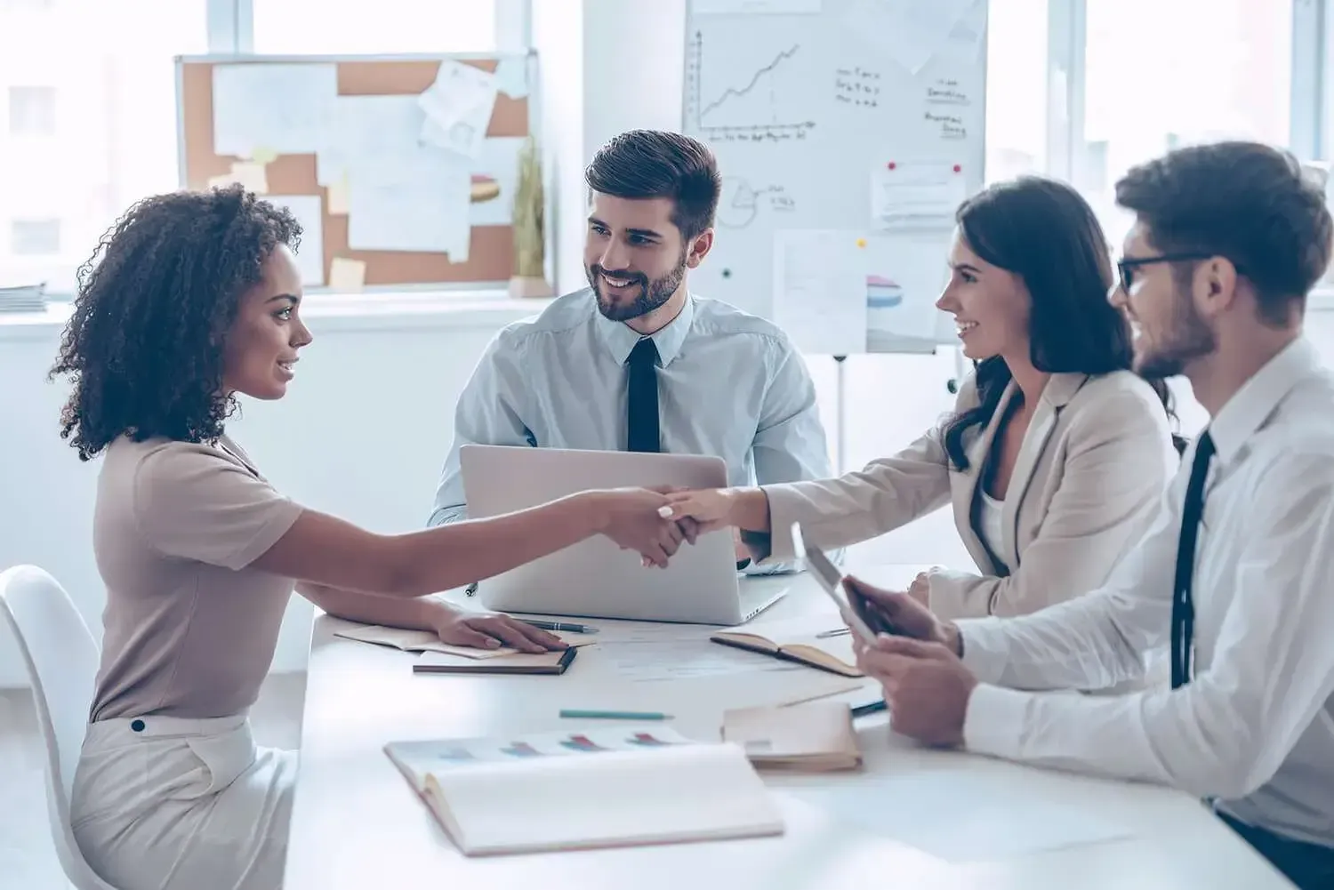 Candidate hired notification on screen representing employment success
