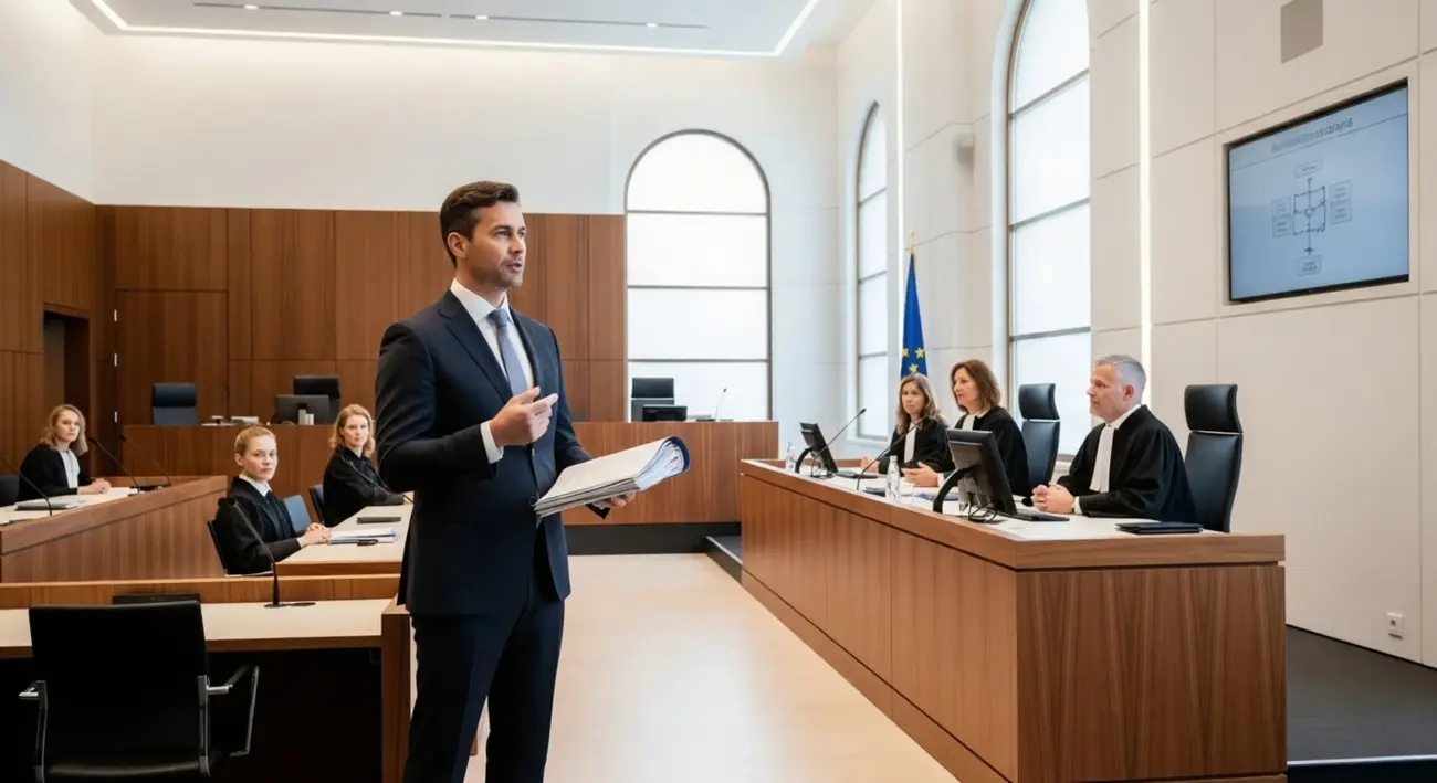 Courtroom hearing with legal professionals presenting arguments in bankruptcy proceedings